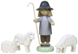 Flade Hirte mit 3 Schafen  (Flade 5111) Figuren zur Weihnachtskrippe: Hirte mit drei Schafen